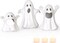 Ceramic Ghost Tea Light Holder Set of 3 with LED Lights – Halloween Tabletop Candle Holders for Indoor Spooky Home, Party, Mantel & Shelf Decor